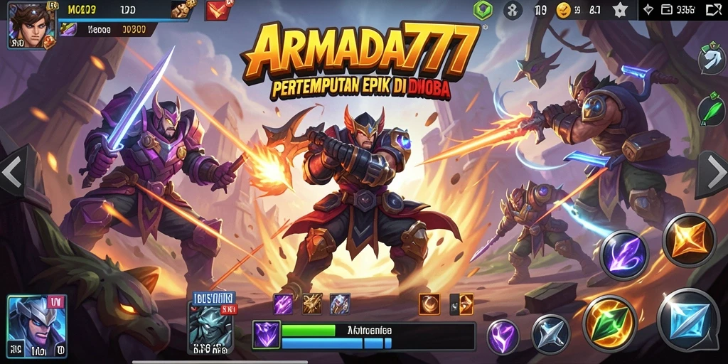 Tampilan gameplay seru dengan karakter MOBA yang dinamis.