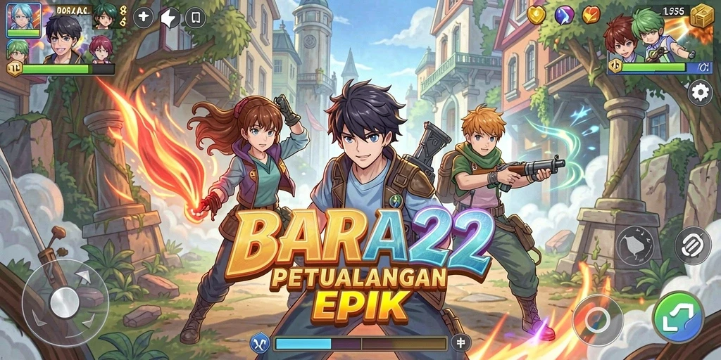 Tampilan seru dari gameplay BARA22 dengan karakter anime yang unik.