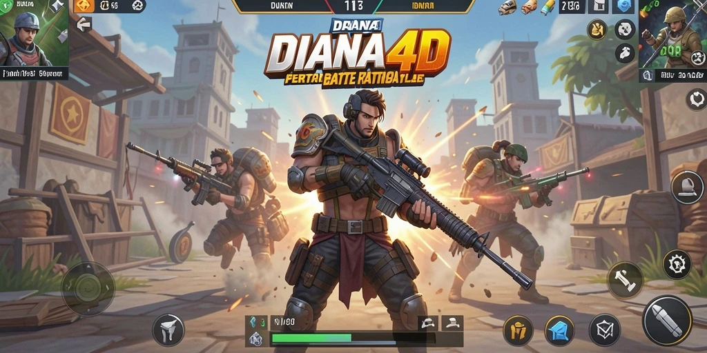 Screenshot gameplay DIANA4D menampilkan aksi seru dalam Battle Royale.