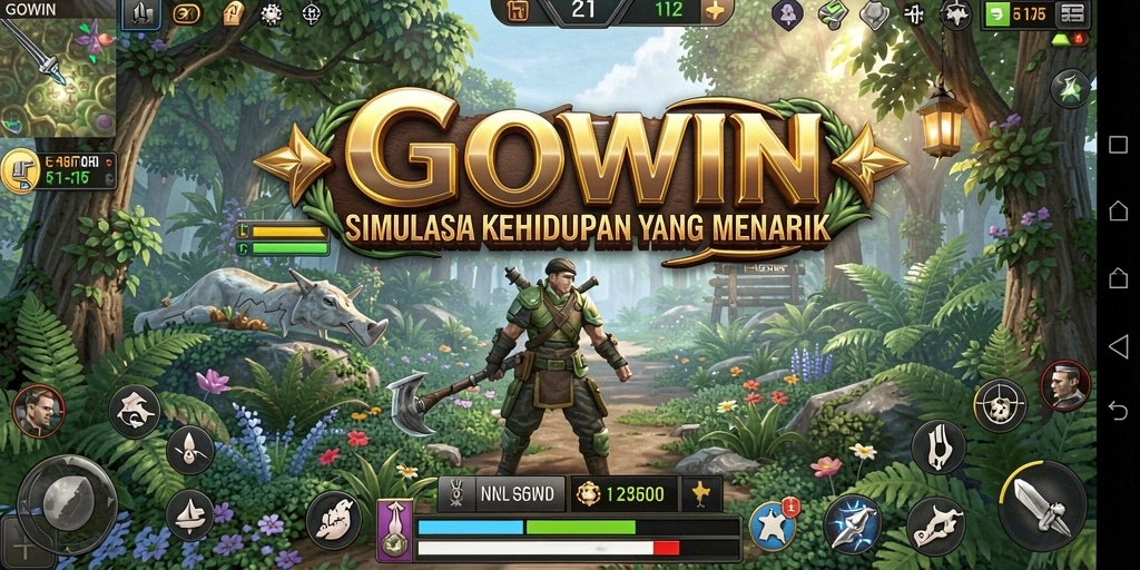 Tampilan gameplay GOWIN menampilkan interaksi karakter yang hidup.