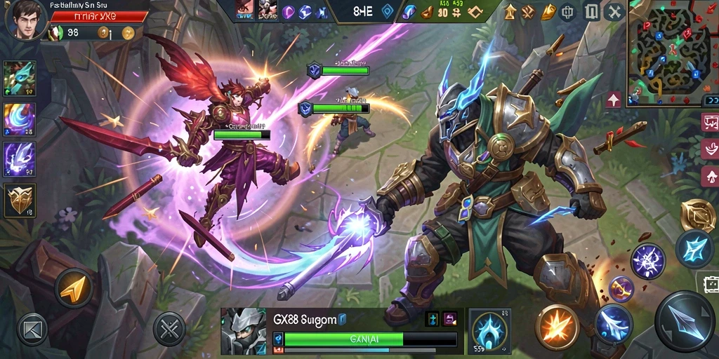 Tangkapan layar GX88 menampilkan aksi seru dalam pertarungan MOBA.