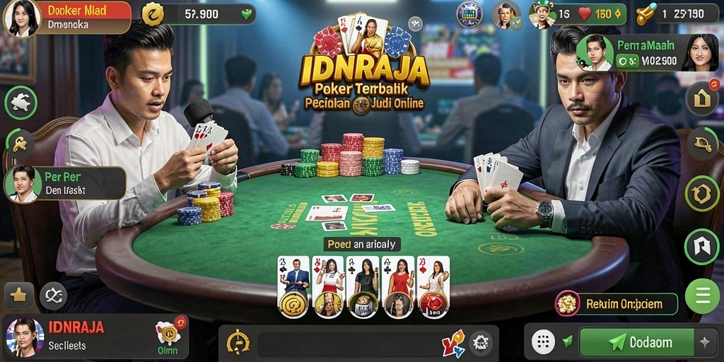 Gameplay seru dari IDNRAJA dengan pemain aktif di meja poker.