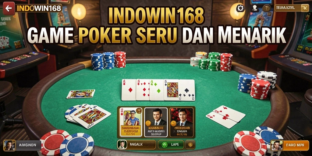 Screenshot gameplay INDOWIN168 menampilkan aksi poker yang mendebarkan.