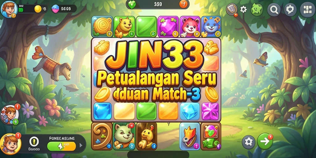 Tampilan screenshot dari gameplay seru JIN33 dengan kombinasi warna-warni.