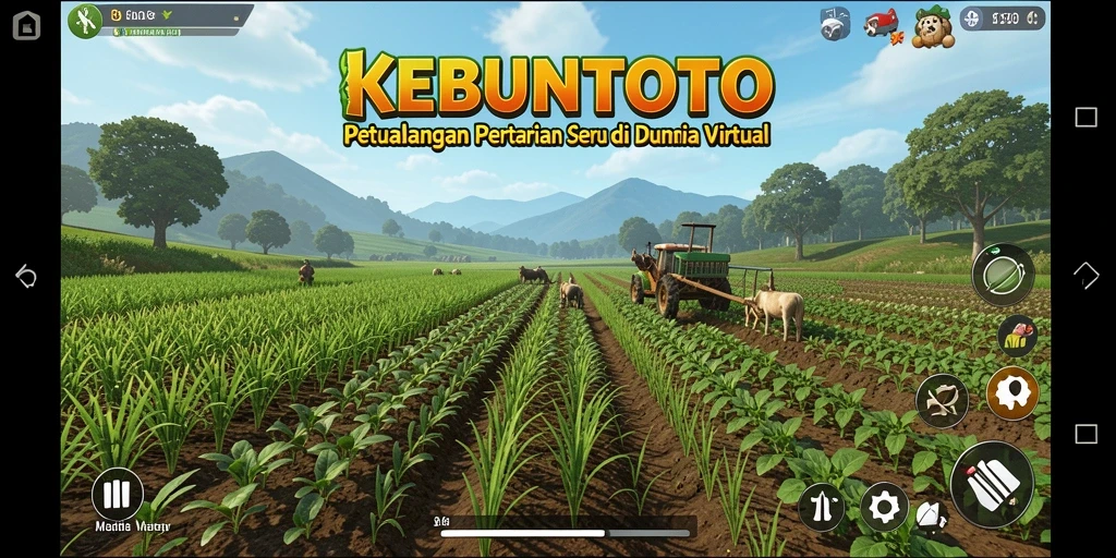 Screenshot gameplay KEBUNTOTO menampilkan aktivitas bertani yang seru.