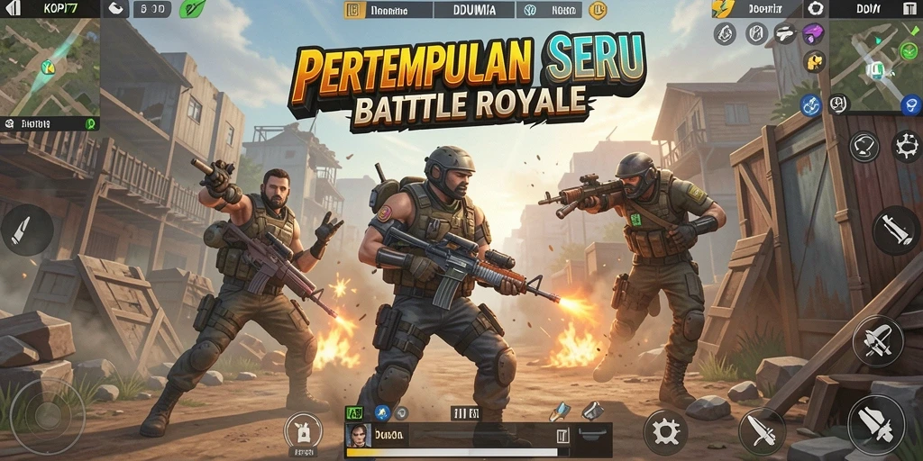 Tampilan gameplay KOPI77 dalam aksi pertempuran Battle Royale.