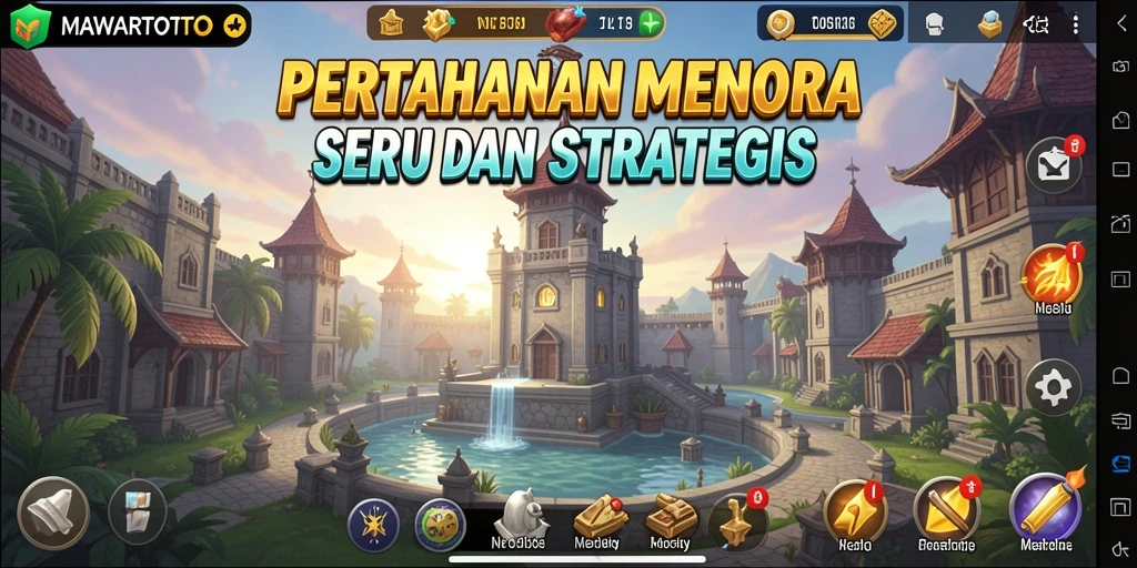 Gameplay seru Tower Defense di MAWARTOTO dengan menara dan musuh yang beragam.