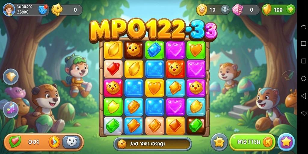 Tangkapan layar MPO1221 menunjukkan gameplay match-3 yang menarik.