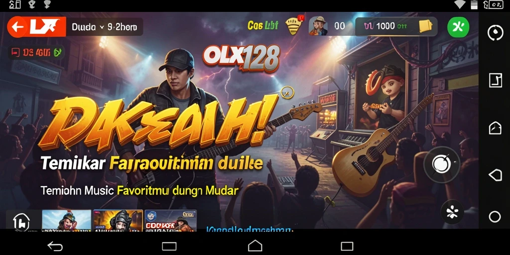Screenshot OLX128 menunjukkan pengguna menikmati berbagai fitur musik dengan antarmuka yang menarik.