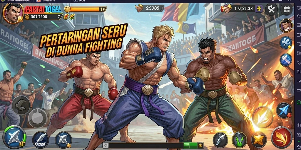 Screenshot menunjukkan aksi pertarungan mendebarkan di PARTAITOGEL.