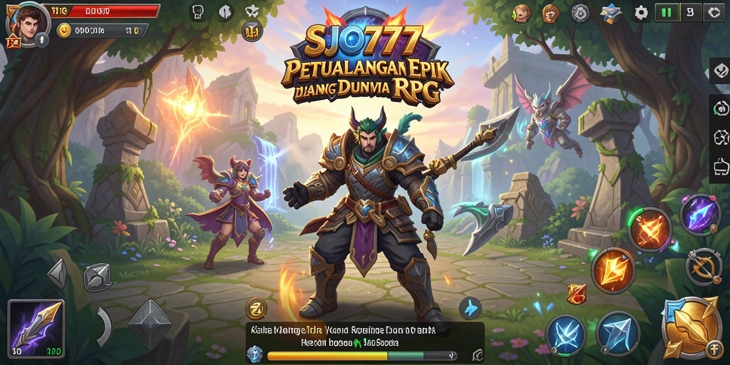 Tangkapan layar SJO777 menampilkan aksi pertempuran epik di dunia RPG.