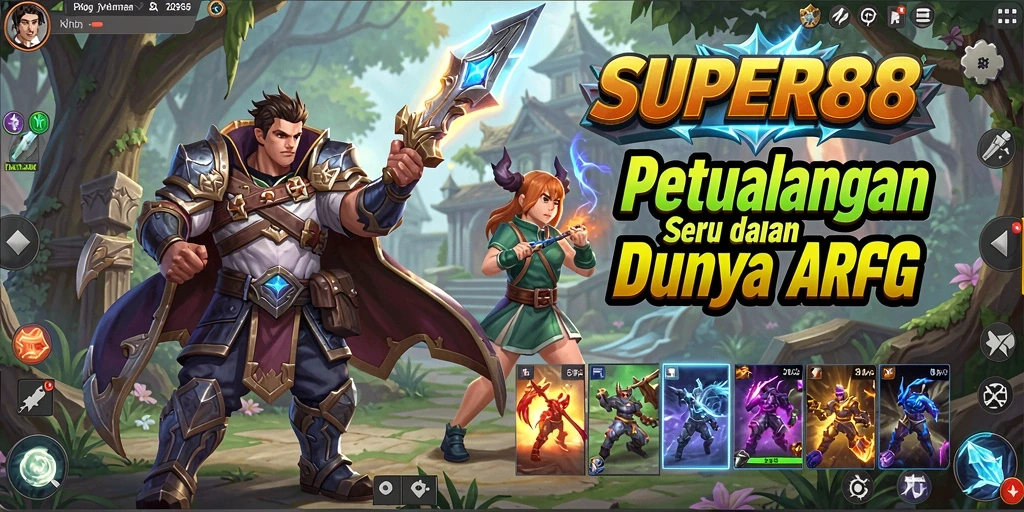 Screenshot utama SUPER88 menampilkan pertarungan epik di dunia ARPG.