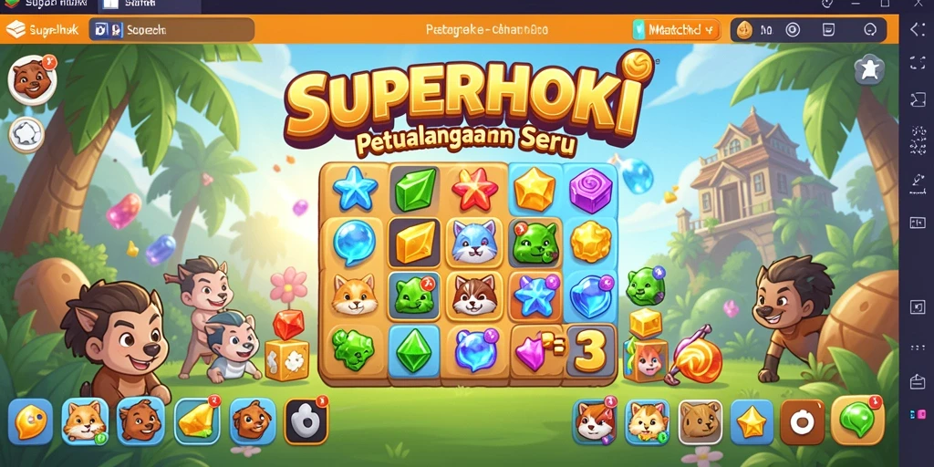 Tangkapan layar gameplay SUPERHOKI menampilkan momen seru mencocokkan objek.